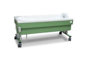 TR Equipment TR 1700 Medical Equipment in pale green with casters on white background