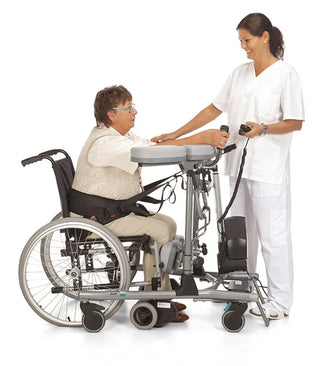 Bure Rise & Go Walker with black frame and wheels side view on white background