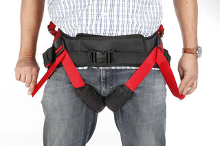 Bure Rise & Go Walker detail view of padded armrests and controls on white background