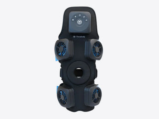 Therabody RecoveryTherm Knee wrap shown flat with its straps open