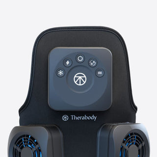 Close-up of the control panel and cooling vents on the Therabody RecoveryTherm Knee