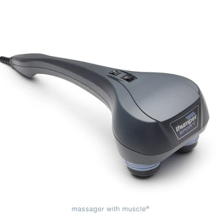 Thumper Sport E501NA gray handheld percussion massager with a long ergonomic handle and compact lightweight design.