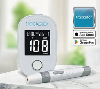 Trackstar 302-7110BK Smart Bluetooth Blood Glucose Monitor Kit with Trackstar Wellness App