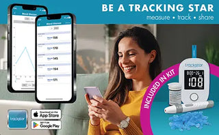 Trackstar 302-7110BK Smart Bluetooth Blood Glucose Monitor Kit with Trackstar Wellness App