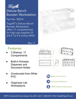 TrippNT 50014, Deluxe Bench Booster Workstation, 3 Shelf, 17 Compartment Organizer