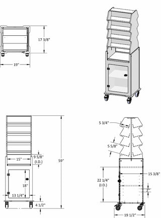 TrippNT 54056, Tall Slanted Suture Cart with Clear Lockable Door
