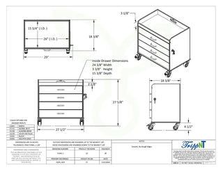 TrippNT Extra Wide Compact Cart with 4 Locking Drawers