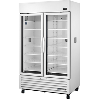 White True Scientific TSCI-1000R-G-PH~TSL01 RX3 2P1D1M NS Pharmacy/Vaccine Refrigerator with glass doors on a white background