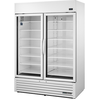 White True Scientific TSCI-1200R-G-PH~TSL01 RX3 Pharmacy/Vaccine Refrigerator with glass doors on a white background