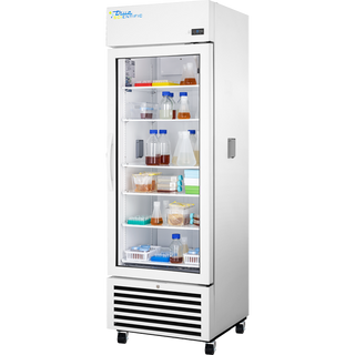 True Scientific TSCI-450LR-SWG-R-WW-1A Laboratory Unit Refrigerator with a glass door on a white background