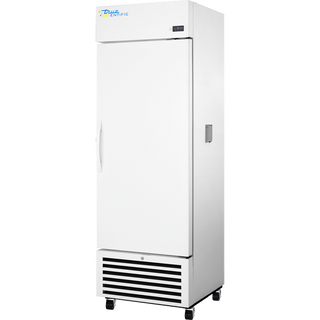 White color True Scientific TSCI-450LR-SWS-R-WW-1A Laboratory Unit Refrigerator with True Scientific logo on a white background