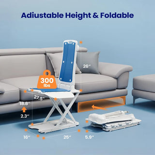 VOCIC AX07 Lightweight Waterproof Electric Bath Floor Lift Chair, 300 lbs Load Capacity, 13.4" Seat Width