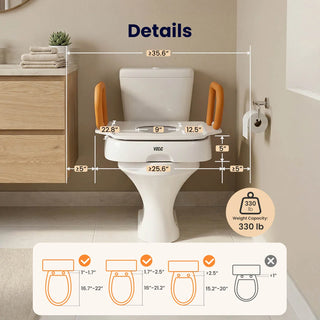 VOCIC AX12-A-2-C Comfort Steady Powered Toilet Seat, 330 lbs Weight Capacity, 0-20° Seat Plate Inclination Angle