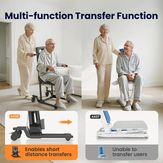 VOCIC AX35-A-BK-X Movable Folding Electric Transfer Chair Lift with 4 Wheels, 352 lbs Weight Capacity, 15" Seat Width