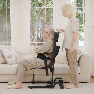 VOCIC AX35-A-BK-X Movable Folding Electric Transfer Chair Lift with 4 Wheels, 352 lbs Weight Capacity, 15" Seat Width