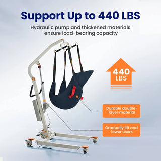 VOCIC AY02-3AH-A-WT-2-X Folding Electric Transfer Hoyer Lift, 440 lbs Weight Capacity, Rechargeable Control Box
