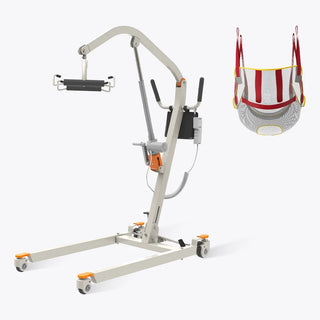 VOCIC AY05-A-WT-X Electric Transfer Hoyer Lift, 330 lbe Weight Capacity, 24.4"–38.2" Adjustable Base Width
