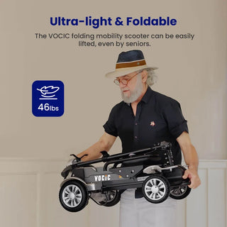 VOCIC D71 Ultra-lightweight Folding Travel Mobility Scooter, 330 lbs Weight Capacity, 12.5 Miles Per Charge
