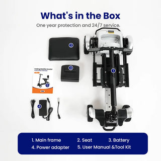 VOCIC D71 Ultra-lightweight Folding Travel Mobility Scooter, 330 lbs Weight Capacity, 12.5 Miles Per Charge