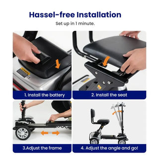 VOCIC D71 Ultra-lightweight Folding Travel Mobility Scooter, 330 lbs Weight Capacity, 12.5 Miles Per Charge