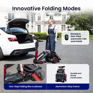 VOCIC D91 Fold-Go Revolutionary Foldable Mobility Scooter, 265 lbs Weight Capacity, 15.5 Miles Per Charge