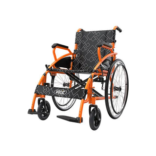 VOCIC U31 Lightweight Folding Manual Wheelchair, 300 lbs Weight Capacity, 16.9" Seat Width, Gray or Orange