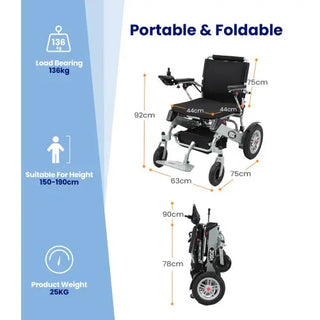 VOCIC V62-20AH-A Folding Airline Approved Power Wheelchair 20AH, 265 lbs Weight Capacity, 18.7'' Seat Width