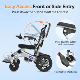 VOCIC V62-20AH-A Folding Airline Approved Power Wheelchair 20AH, 265 lbs Weight Capacity, 18.7'' Seat Width