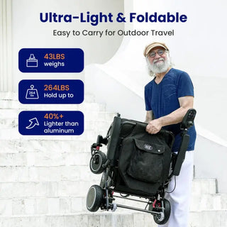 VOCIC V81-12AH-A Carbon Foldable Power Wheelchair 12AH, 16.14" Seat Width, 264 lbs Weight Capacity