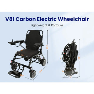 VOCIC V81-12AH-A Carbon Foldable Power Wheelchair 12AH, 16.14" Seat Width, 264 lbs Weight Capacity
