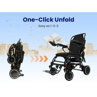 VOCIC V81-12AH-A Carbon Foldable Power Wheelchair 12AH, 16.14" Seat Width, 264 lbs Weight Capacity