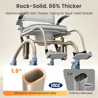 VOCIC XZY08-A Reclining Shower Chair, 300 lbs Weight Capacity, 42.5"–47.4" Overall Height
