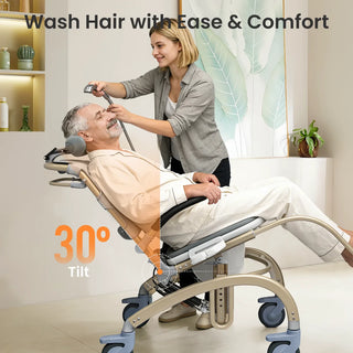 VOCIC XZY08-A Reclining Shower Chair, 300 lbs Weight Capacity, 42.5"–47.4" Overall Height