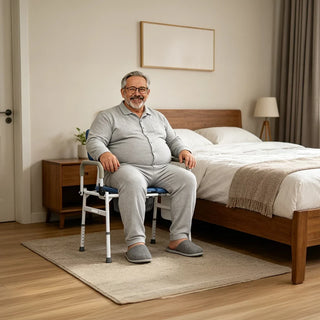 VOCIC YR11-A-BL-X Drop Arm Bedside Commode Chair, 400 lbs Weight Capacity, 17.7"–22.6" Seat Height