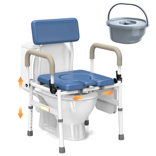 VOCIC YR11-A-BL-X Drop Arm Bedside Commode Chair, 400 lbs Weight Capacity, 17.7"–22.6" Seat Height