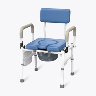 VOCIC YR11-A-BL-X Drop Arm Bedside Commode Chair, 400 lbs Weight Capacity, 17.7"–22.6" Seat Height