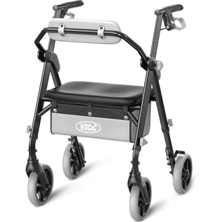 VOCIC Z11 Standard Rollator Walker with Padded Foam Seat, 380 lbs Weight Capacity, 36.6" – 42.9" Handle Height