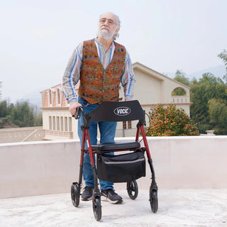VOCIC Z21 Lightweight Folding Rollator Walker, 300 lbs Weight Capacity, 31.5"-36.6" Handle Height