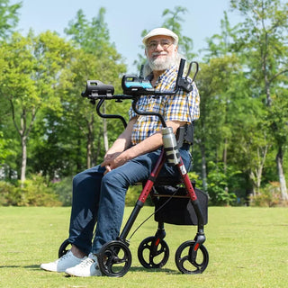 VOCIC Z22 Upright Rollator with Adjustable Armrests, 300 lbs Weight Capacity, 12.2"×13.8" Seat Size