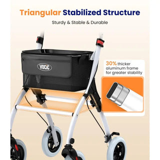 VOCIC Z32 Foldable Narrow Rollator for Small Spaces without Seat, 242 lbs Weight Capacity, 35.4"-40.4" Handle Height