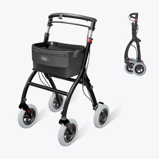 VOCIC Z32 Foldable Narrow Rollator for Small Spaces without Seat, 242 lbs Weight Capacity, 35.4"-40.4" Handle Height