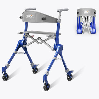 VOCIC Z35 PackGo Foldable Lightweight Rollator Walker, 300 lbs Weight Capacity, 17.52" Seat Width, Black, Red Or Blue