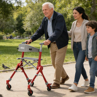 VOCIC Z35 PackGo Foldable Lightweight Rollator Walker, 300 lbs Weight Capacity, 17.52" Seat Width, Black, Red Or Blue