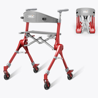 VOCIC Z35 PackGo Foldable Lightweight Rollator Walker, 300 lbs Weight Capacity, 17.52" Seat Width, Black, Red Or Blue