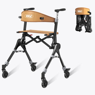 VOCIC Z35 PackGo Foldable Lightweight Rollator Walker, 300 lbs Weight Capacity, 17.52" Seat Width, Black, Red Or Blue