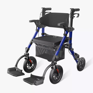 VOCIC Z51 All Terrain Shift Combo 2 In 1 Rollator - Transport Chair Walker, 300 lbs we,ght Capacity, 33.5"-39.6" Handle Height