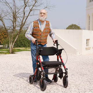 VOCIC Z51 All Terrain Shift Combo 2 In 1 Rollator - Transport Chair Walker, 300 lbs we,ght Capacity, 33.5"-39.6" Handle Height