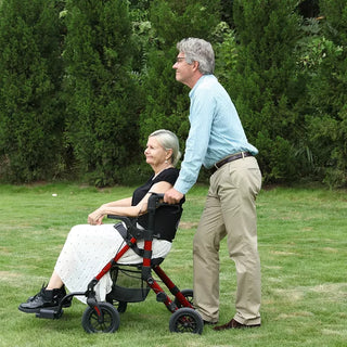 VOCIC Z51 All Terrain Shift Combo 2 In 1 Rollator - Transport Chair Walker, 300 lbs we,ght Capacity, 33.5"-39.6" Handle Height