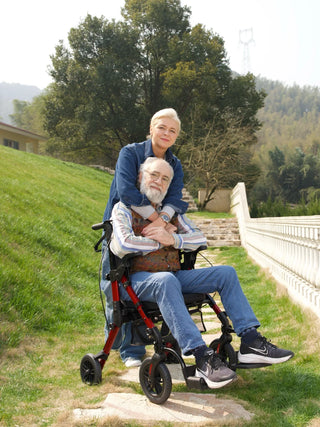 VOCIC Z51 All Terrain Shift Combo 2 In 1 Rollator - Transport Chair Walker, 300 lbs we,ght Capacity, 33.5"-39.6" Handle Height