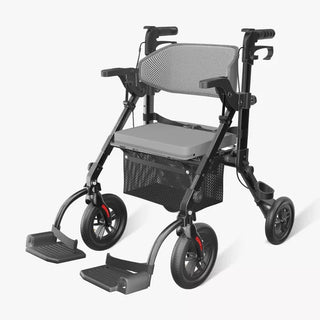 VOCIC Z51 All Terrain Shift Combo 2 In 1 Rollator - Transport Chair Walker, 300 lbs we,ght Capacity, 33.5"-39.6" Handle Height